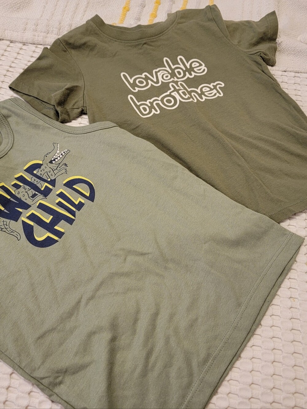Kids Olive Green 'Lovable Brother' T-Shirt
